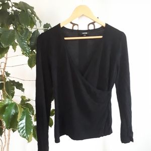 Soft vneck black wrap sweater